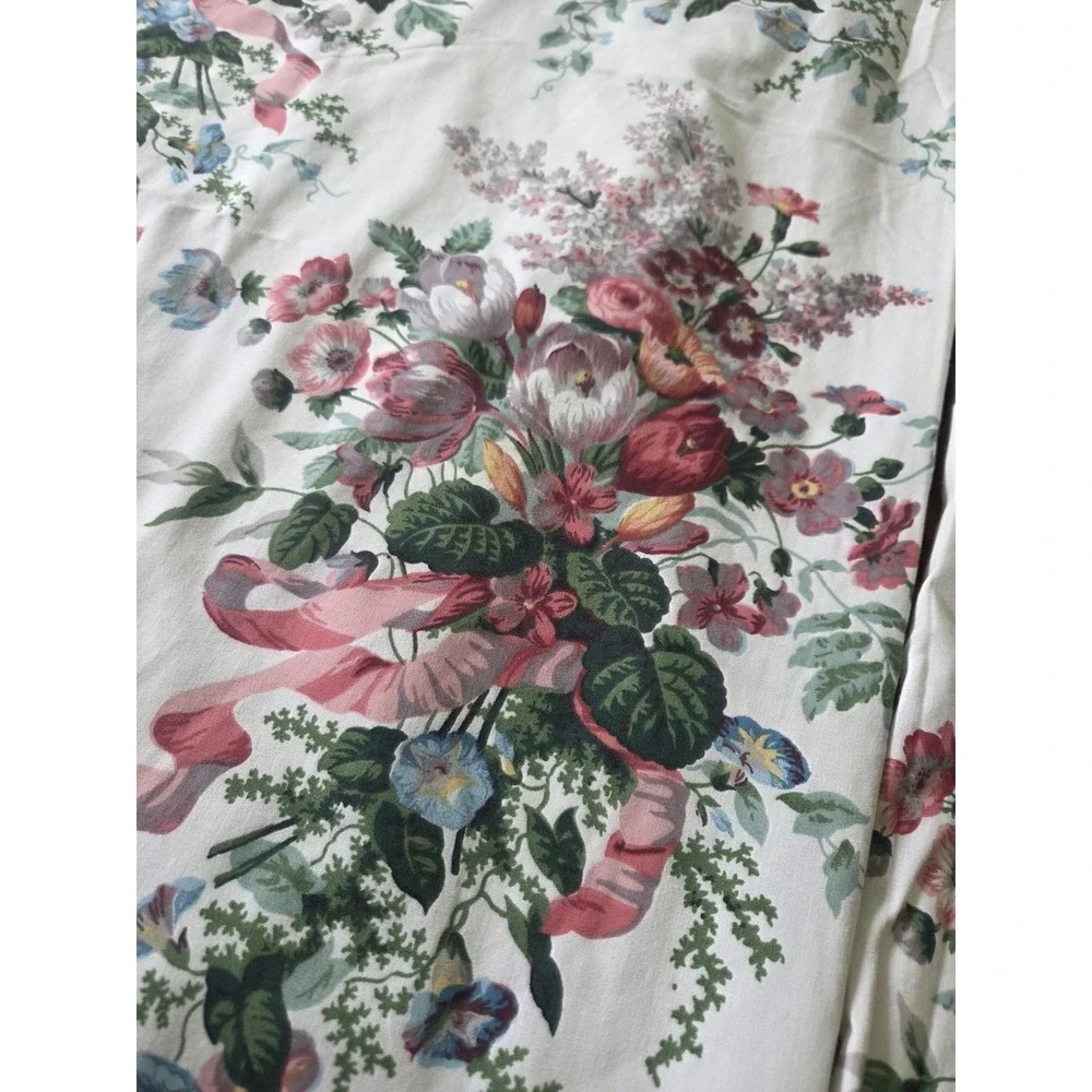 Vtg Croscill English Garden Panels Set Five Piece Curtains Valance Cottagecore